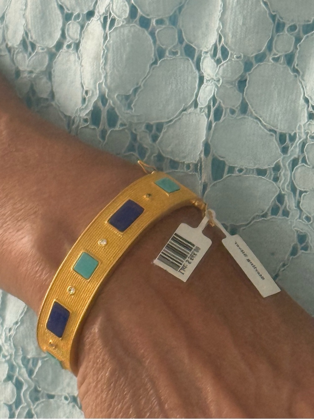 Freida Rothman Gold Bracelet with Blue and Turquoise Accents - Picture 7 of 7